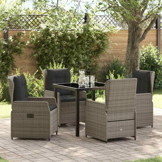 Ensemble de salle à manger pour jardin 5 pcs gris polyrotin