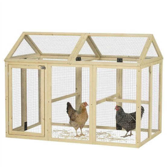 Enclos poulailler modulable bois sapin jardin volière 140x88cm naturel