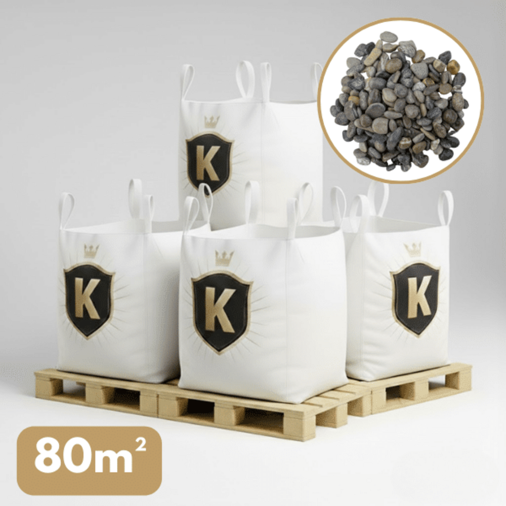 Gravier rivière gris 16/22,4 mm – pack 4 big bag +/- 1,5t – 80 m²