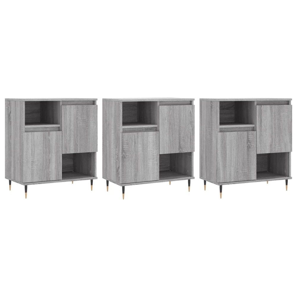 Buffet bahut commode armoire meuble de rangement organisateur cuisine salle de séjour salons 3 pcs sonoma bois d'ingénierie g