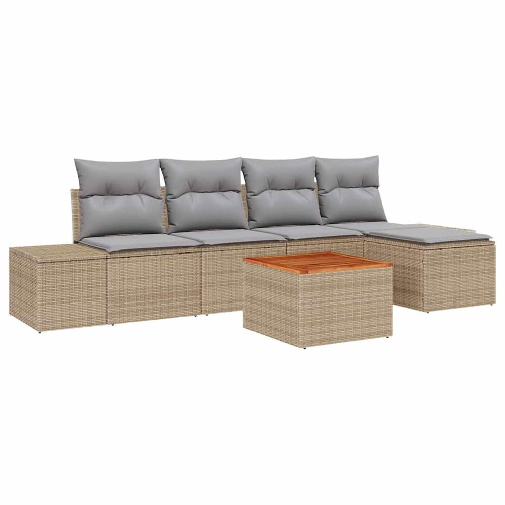 Ensemble de canapé de jardin 6 pc beige et gris clair polyrotin