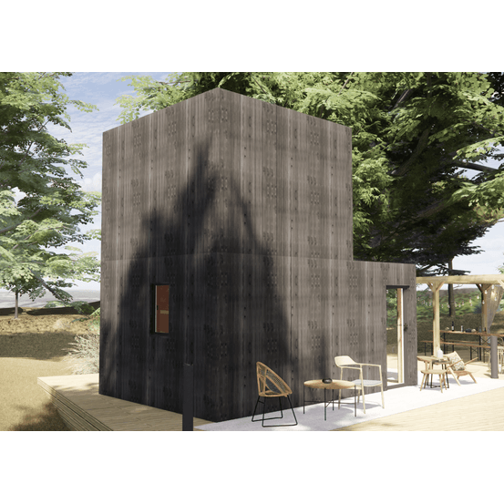 Studio de jardin 4 saisons en bois 5,5x3,5x2,7 m / isolation re2020, plancher isolé, mezzanine, terrasse / menuiseries alu k-line