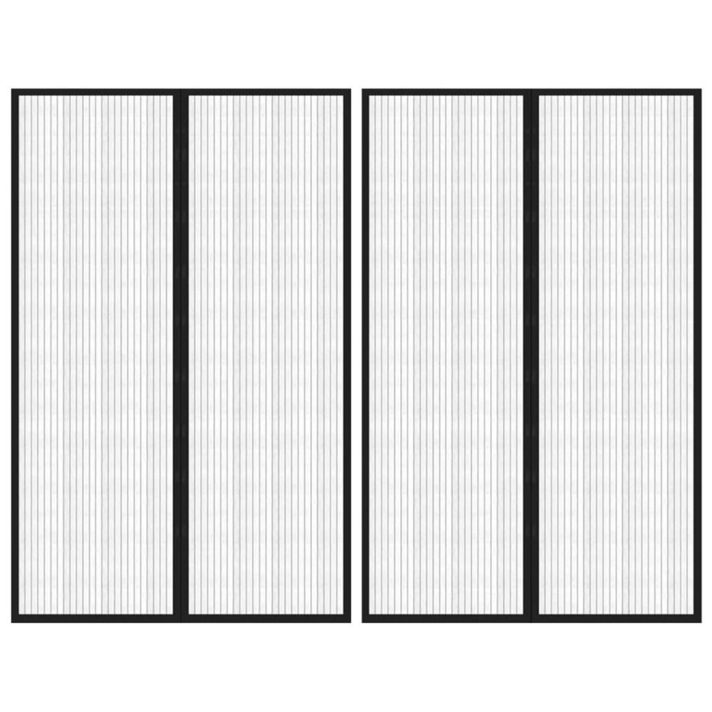 Rideaux de porte anti-insectes 2 pcs et aimants noir 220x130 cm