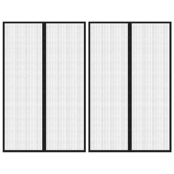 Rideaux de porte anti-insectes 2 pcs et aimants noir 220x130 cm