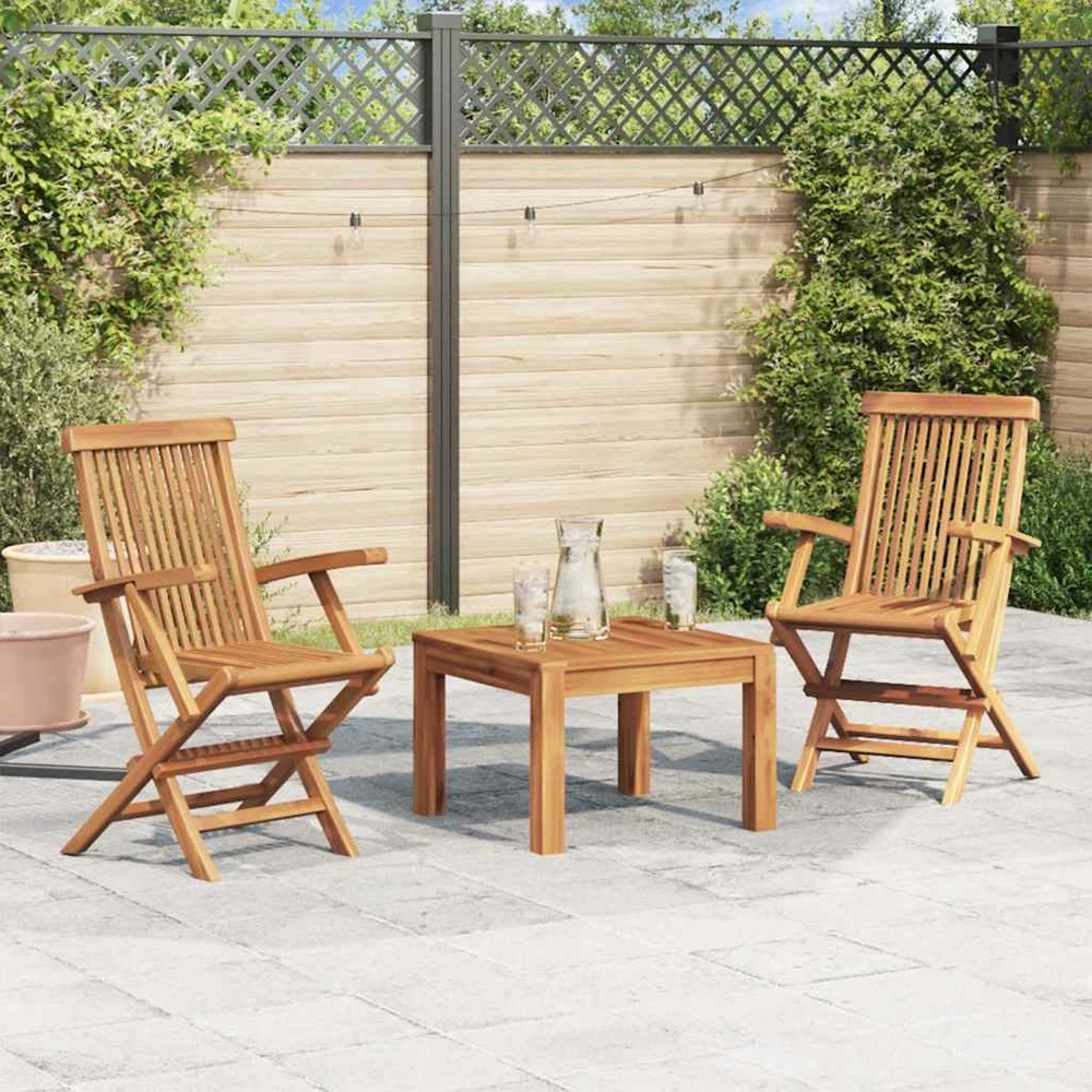Chaises pliables de jardin lot de 2 bois de teck solide