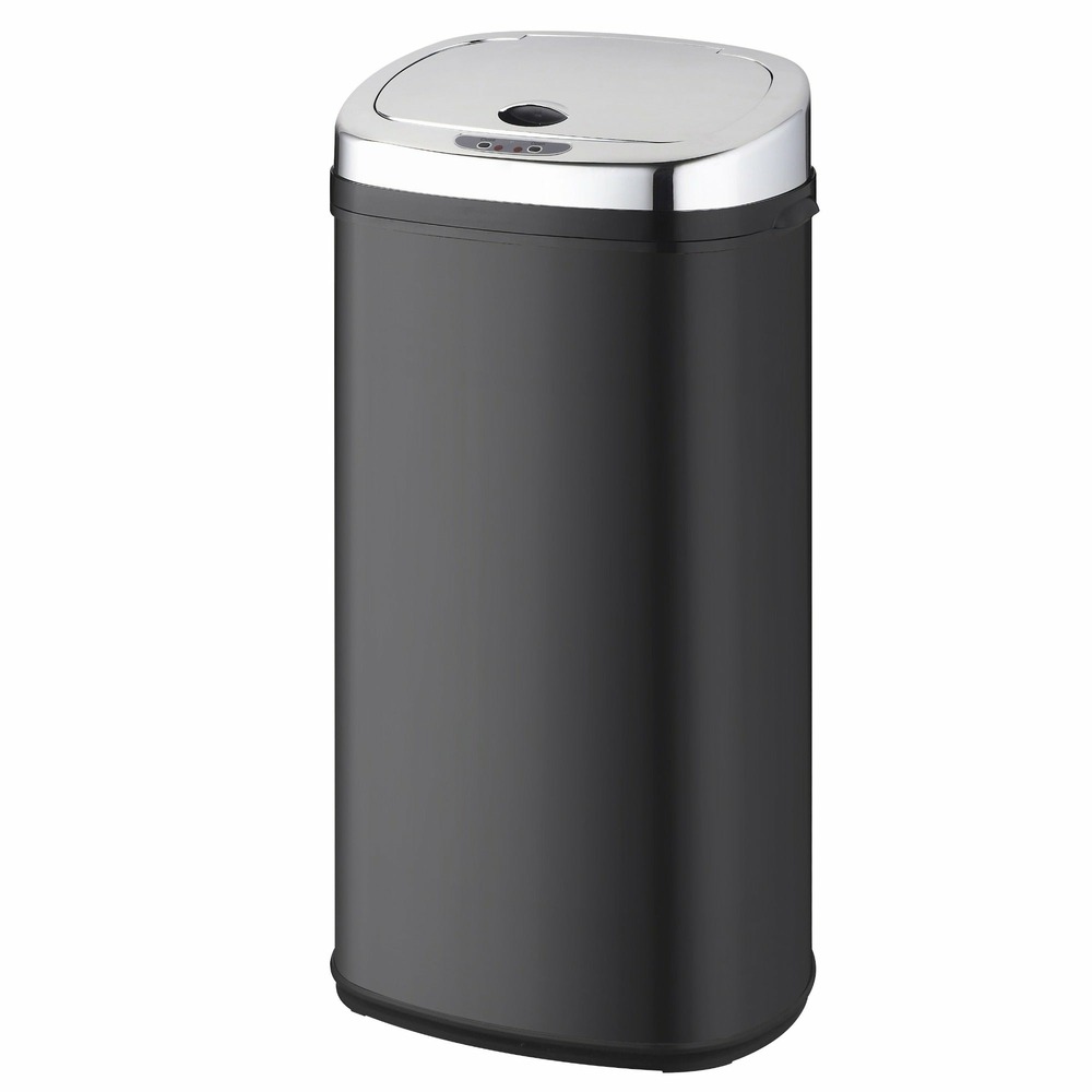 Poubelle de cuisine automatique largo noir acier inoxydable 42l