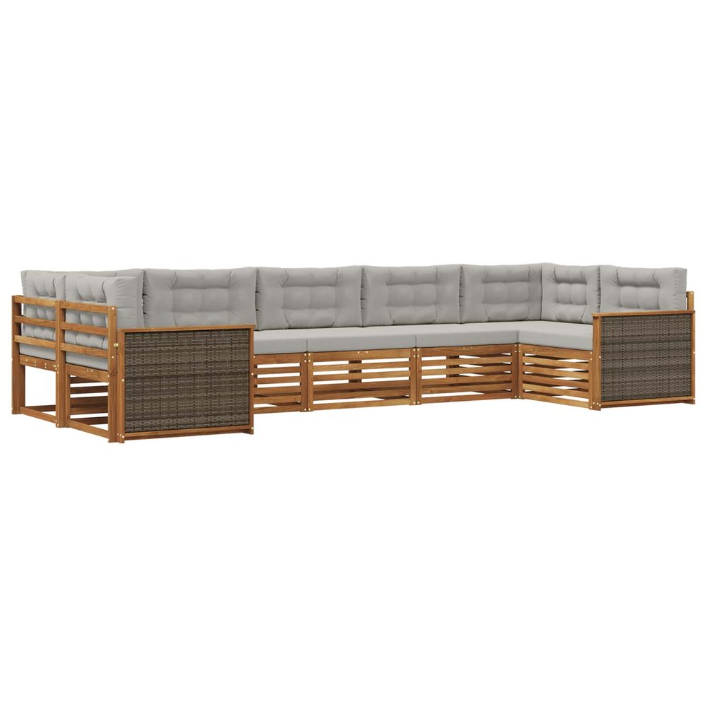 Ensemble de canapés d'extérieur 7 pc naturel et gris clair