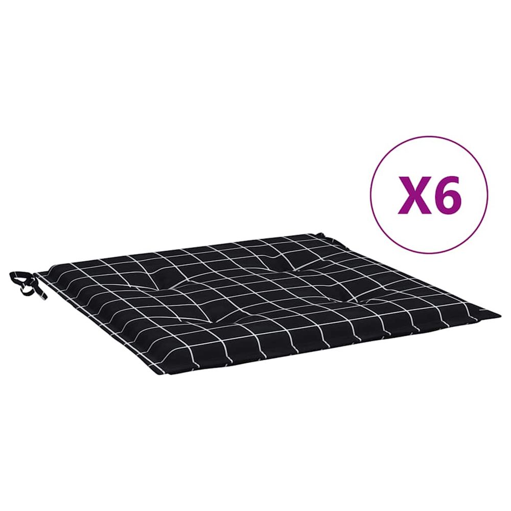 Coussins de chaise de jardin lot de 6 motif à carreaux noir