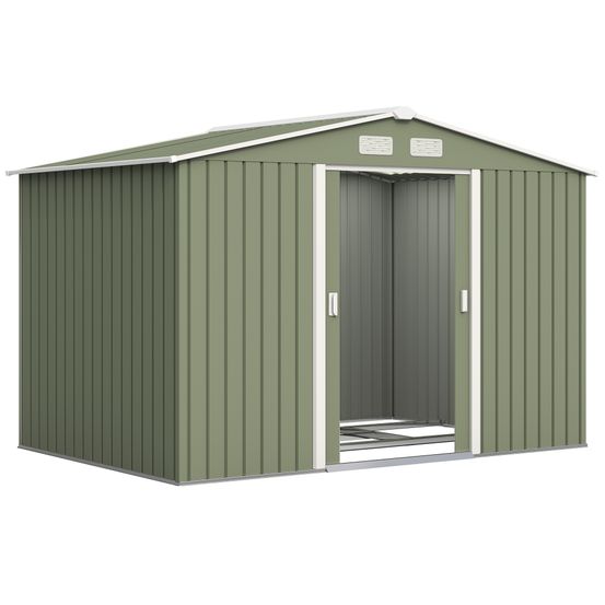 Abri de jardin métal avec kit fondation rangement outils 277x195x192cm vert - comfortxl outdoor living