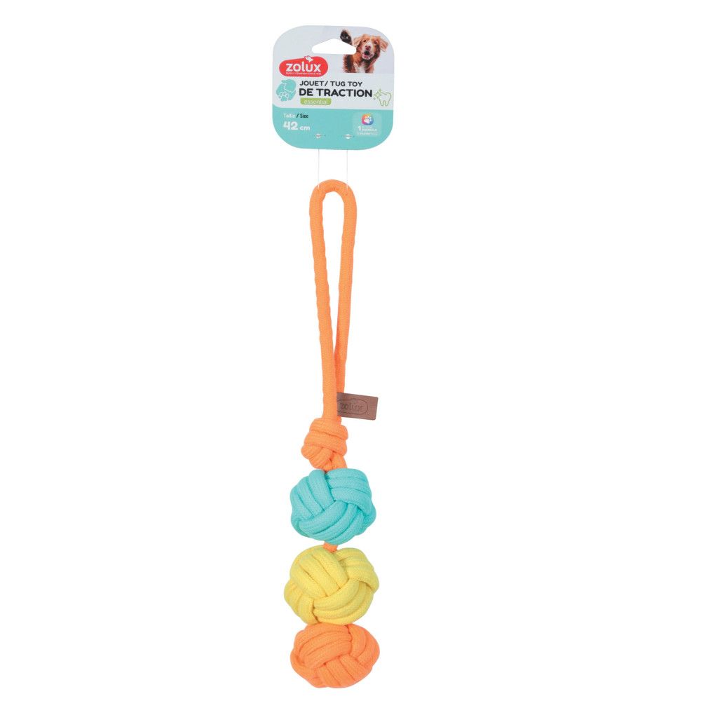 Jouet twist 3 balles sur corde pour chien 42 cm - zolux