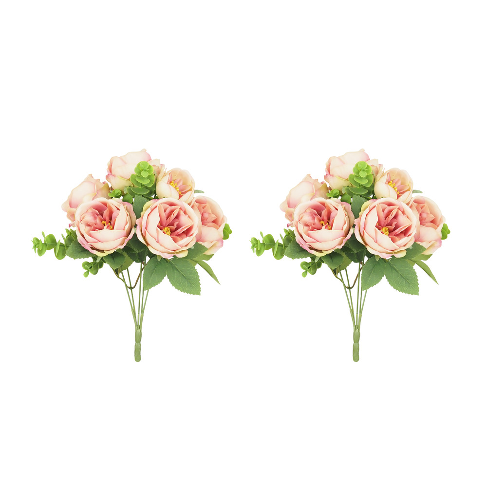 Bouquet artificiel de pivoines 32cm rose lot de 2