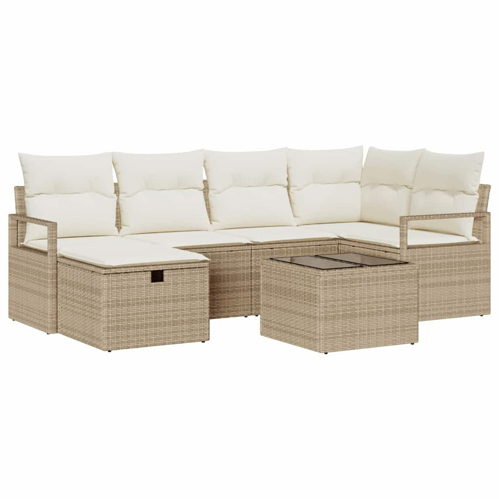 Ensemble de canapés avec coussin 7 pcs beige et crème polyrotin