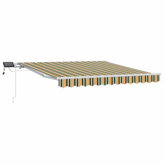 Auvent rétractable vert et jaune 350 x 250 cm tissu et acier