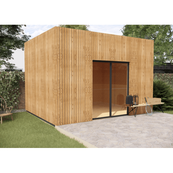 Studio de jardin re2020 en bois 4,4 x 3,5 x 3,2 m / isolation re2020 avec plancher isolé / menuiseries alu k-line