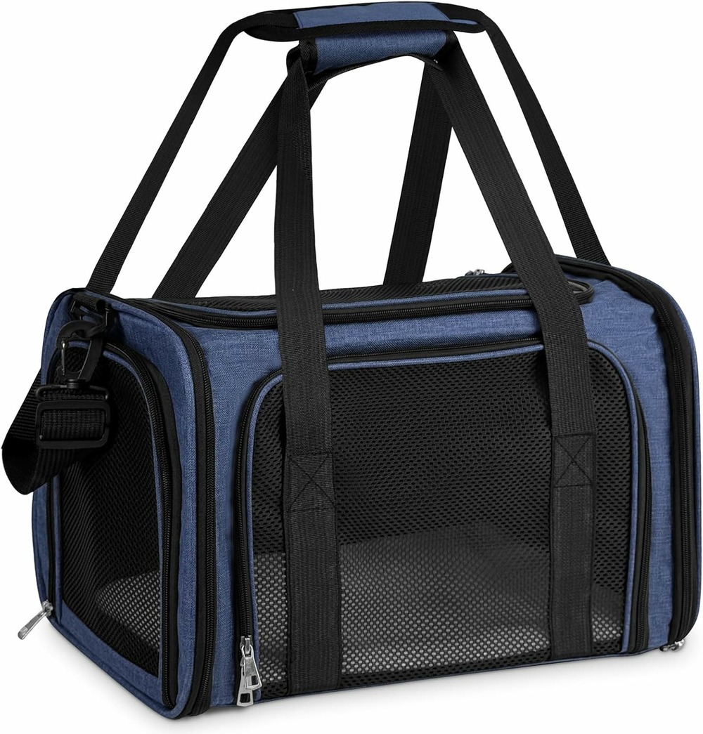 Sac de transport confortable et respirant pour petits animaux bleu fonce