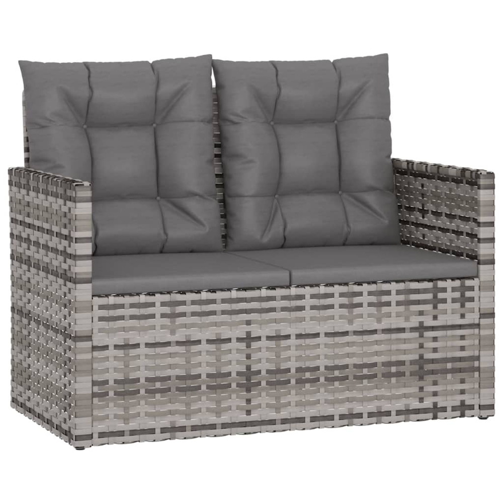 Banc de jardin avec coussins gris 105 cm résine tressée