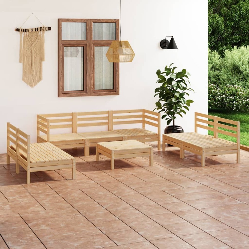 Salon de jardin 8 pcs bois de pin massif