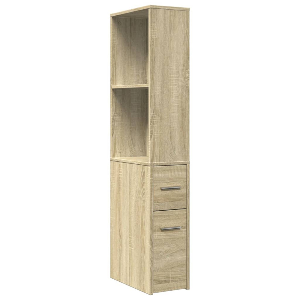 Armoire de salle de bain étroite avec roulettes chêne sonoma