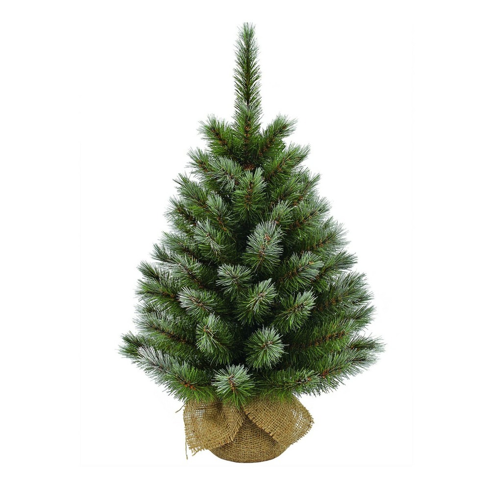 Triumph tree sapin de noël artificiel en jute - christmas tree h60 x ø38 cm - vert givré