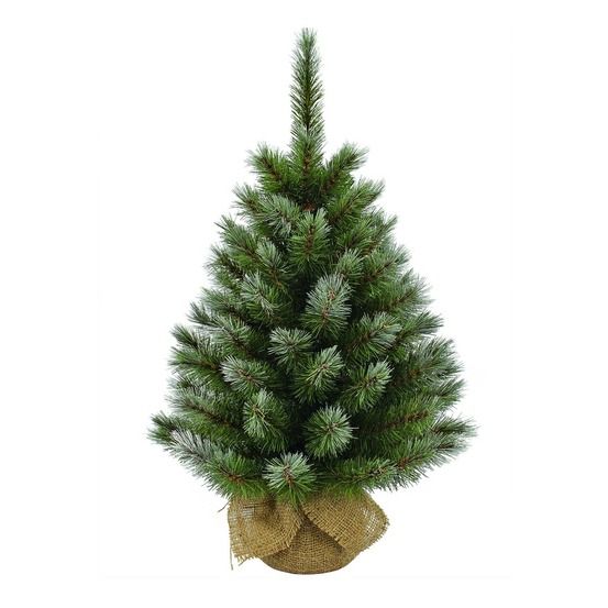 Triumph tree sapin de noël artificiel en jute - christmas tree h60 x ø38 cm - vert givré