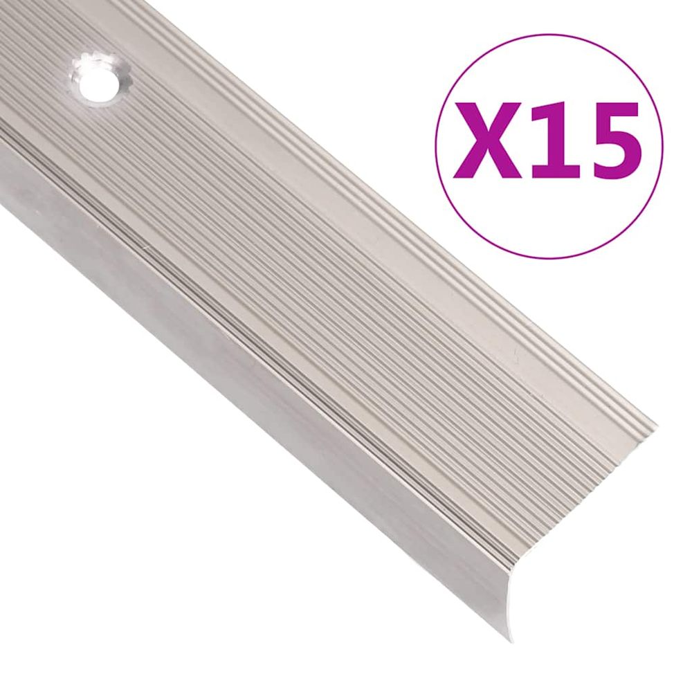 Nez de marche forme en l 15 pcs aluminium 90 cm champagne