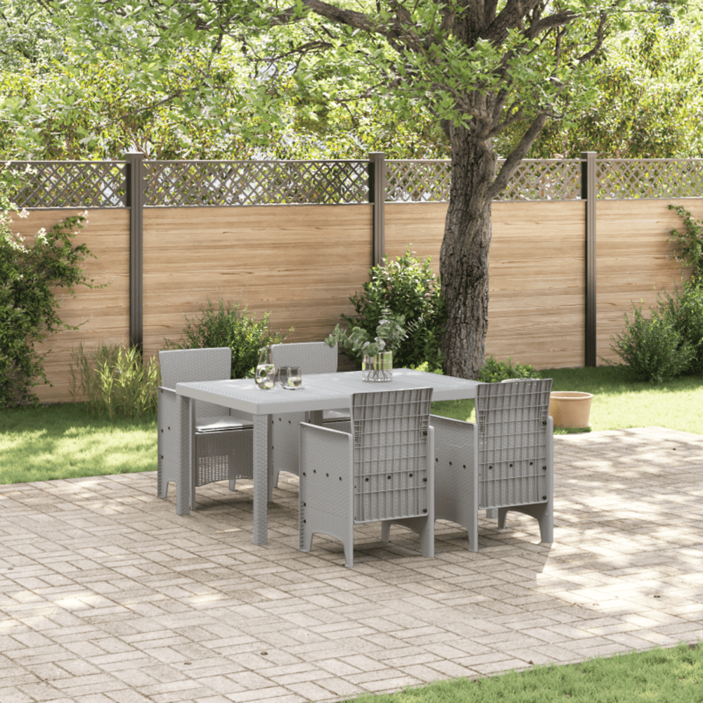 Ensemble de salle à manger pour jardin 5 pc gris clair