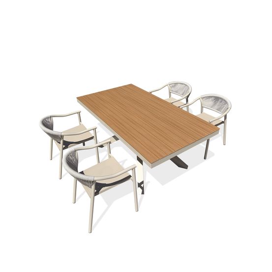 Ensemble table de jardin lamu (180x100 cm) en aluminium et plateau polywood aspect bois