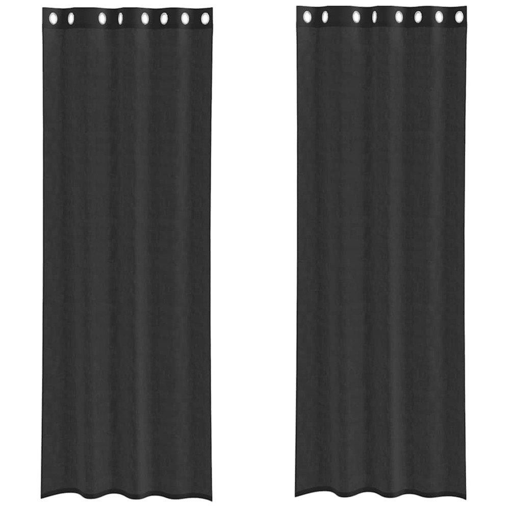 Rideaux en voile avec œillets 2 pcs noir 140x300 cm