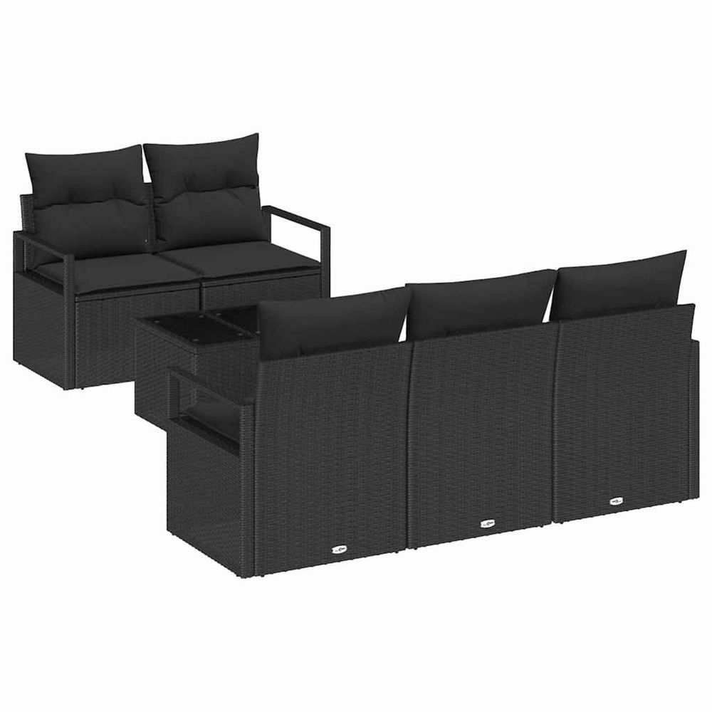 Ensemble de canapés 6 pc 5-nombre de places noir polyrotin