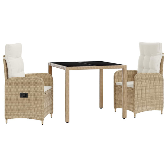 Ensemble de repas extérieur 3 pcs beige et blanc crème