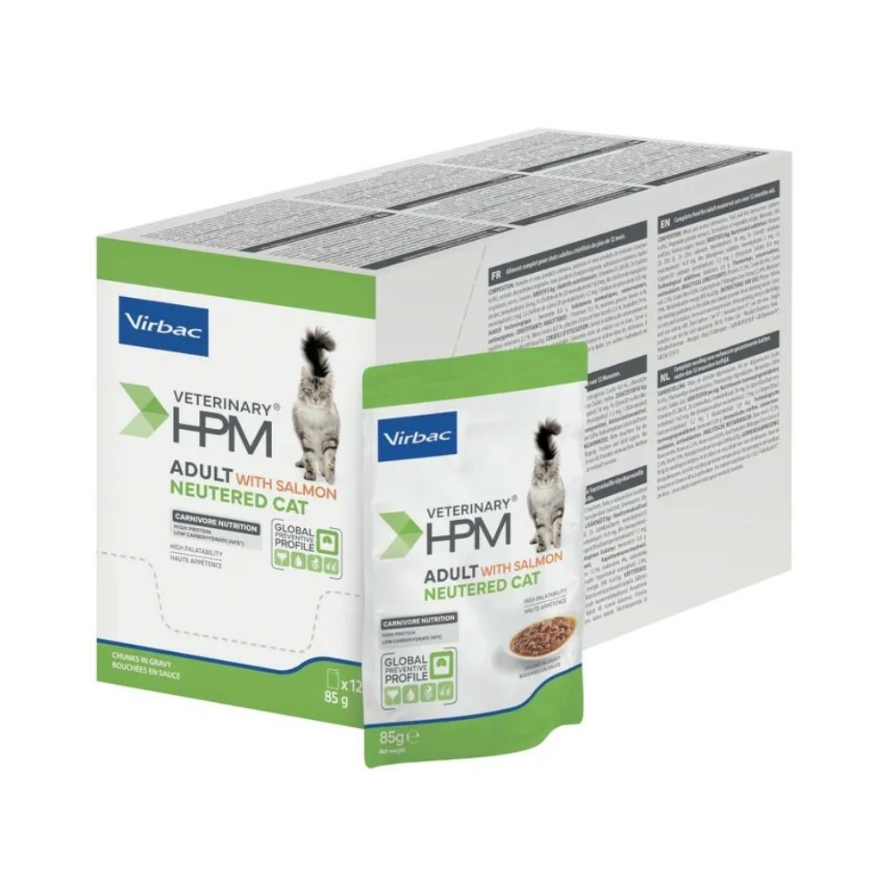 Pâtée chat stérilisé saumon vet hpm - virbac 12*85 g