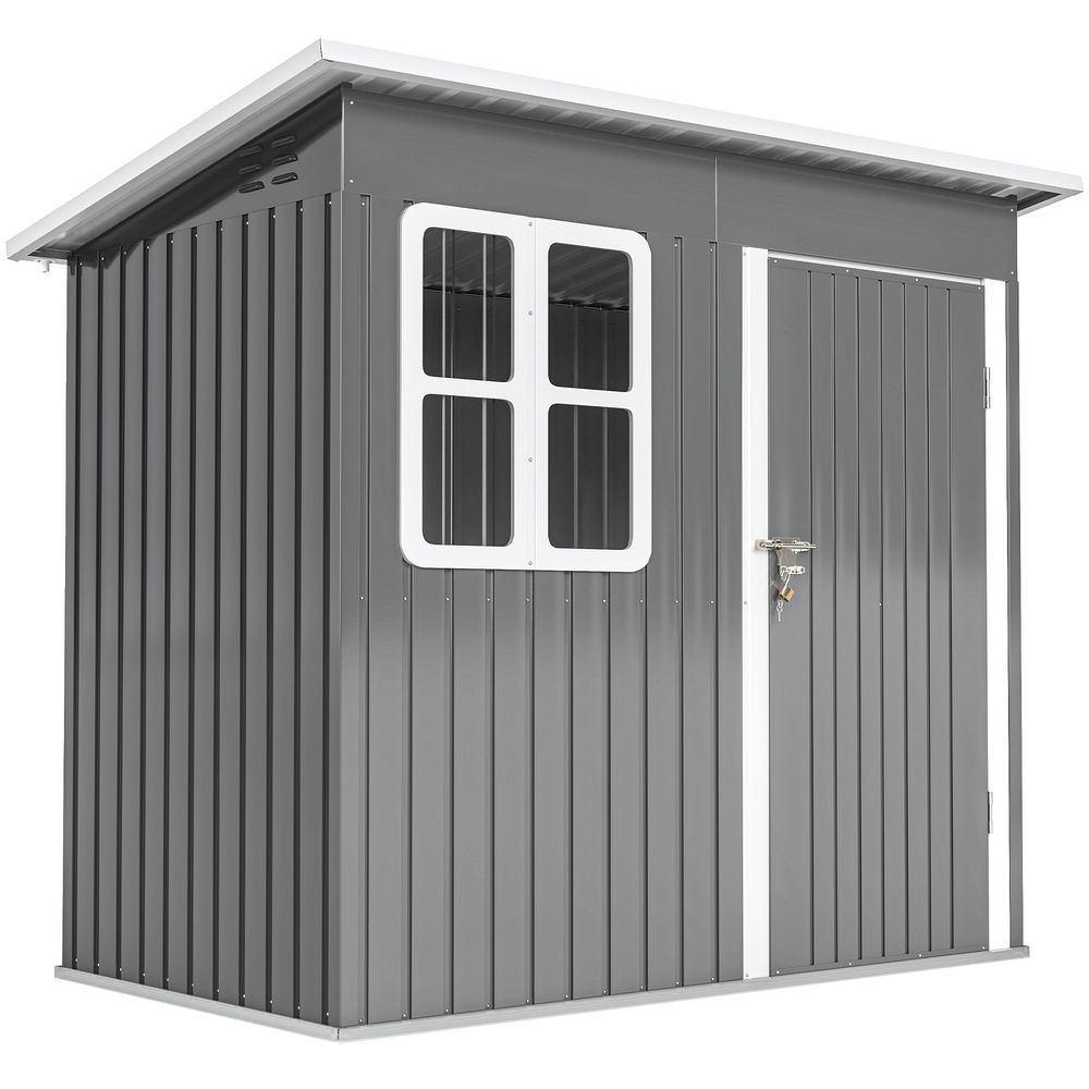 Abri de jardin acier extérieur fenêtre aération porte serrure 221x133cm gris - comfortxl outdoor living