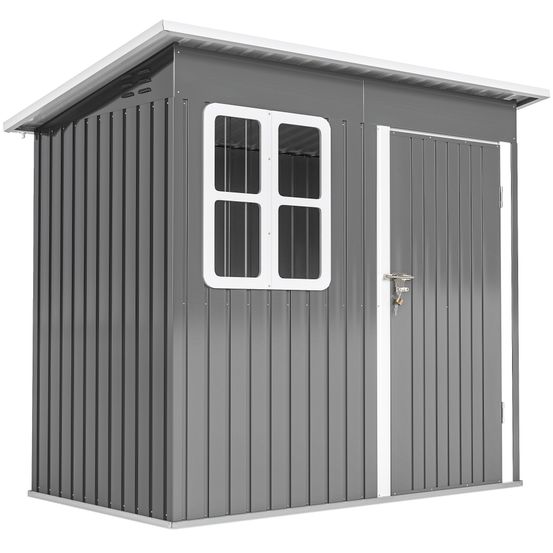 Abri de jardin acier extérieur fenêtre aération porte serrure 221x133cm gris - comfortxl outdoor living