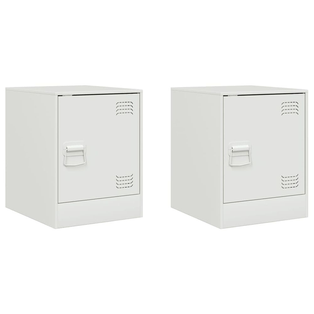 Tables de chevet 2 pcs blanc 34,5x39x44 cm acier