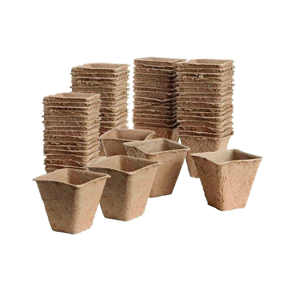 Pots de plantation bio sans tourbe 80 pots - 6 cm - carrés