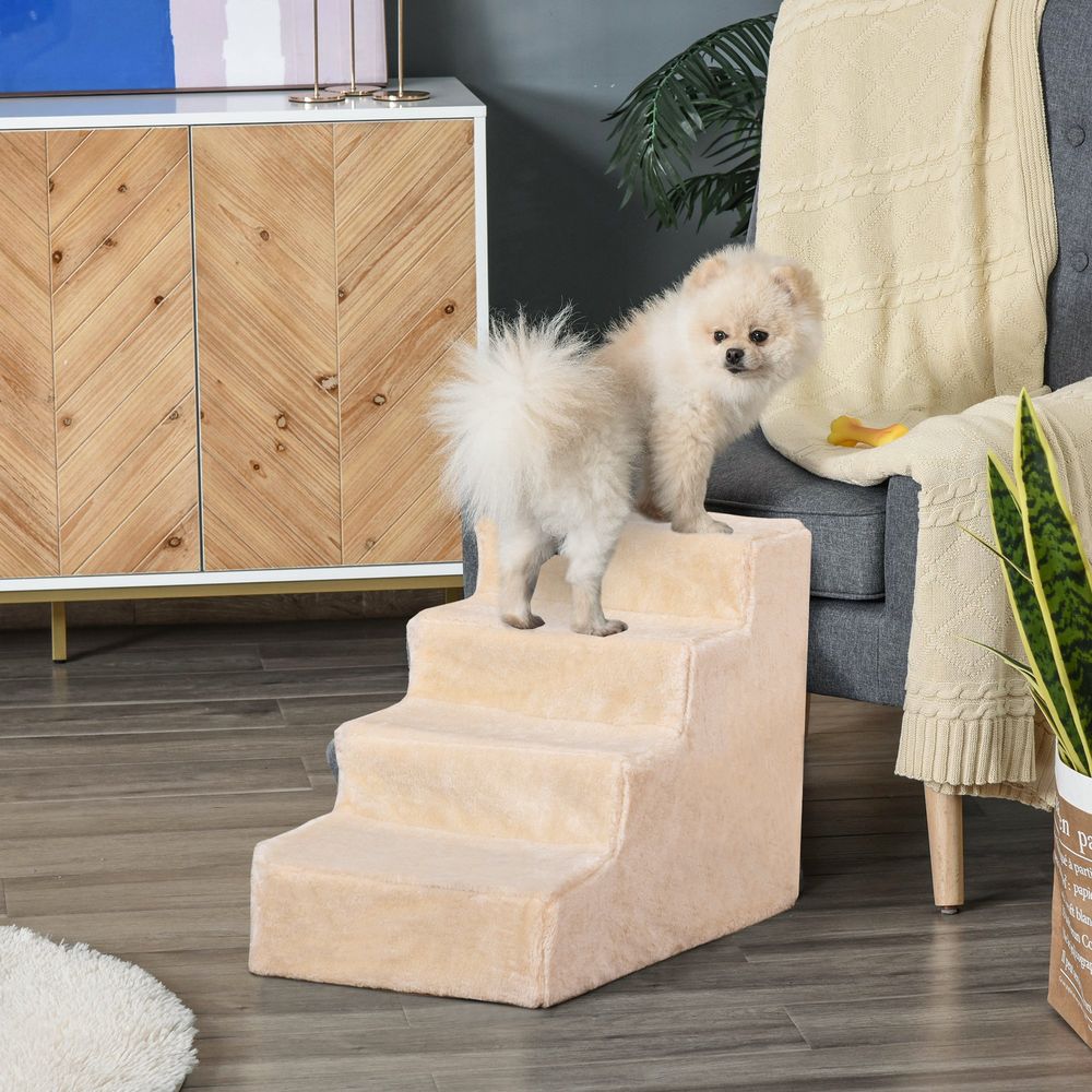 Escalier chien chat bois peluche accès canapé lit aide montée 4 marches - comfortxl pet living