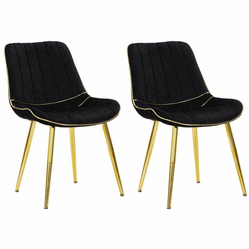 Chaise en métal et tissu paris (lot de 2) noir et doré
