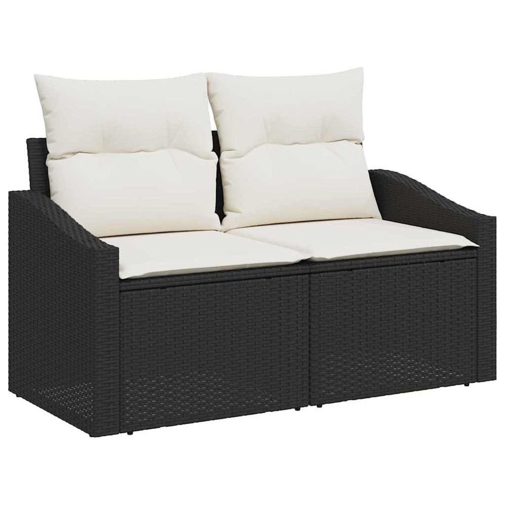 Ensemble de canapé de jardin 7 pc noir polyrotin