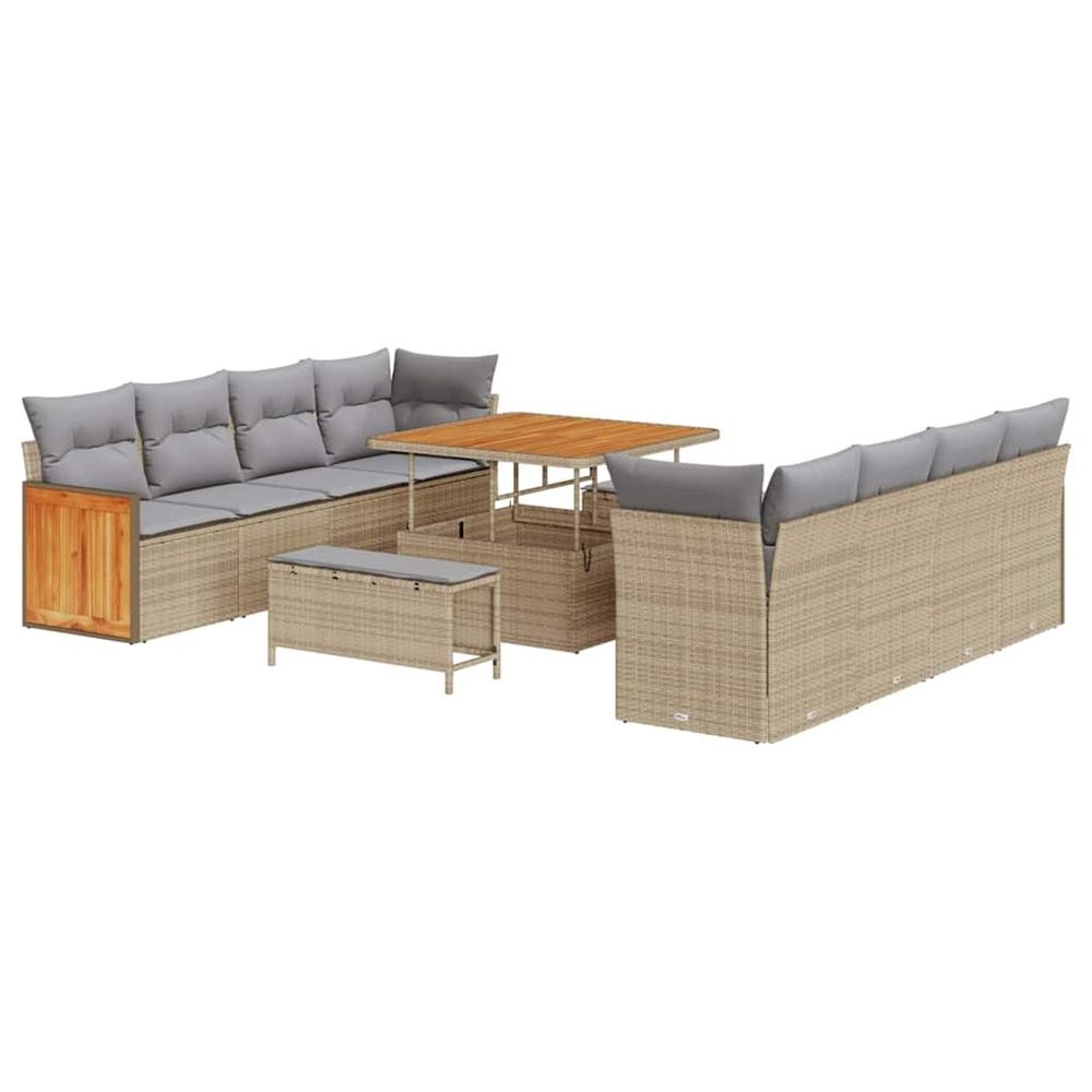 Ensemble de canapé de jardin 12 pcs beige et gris clair