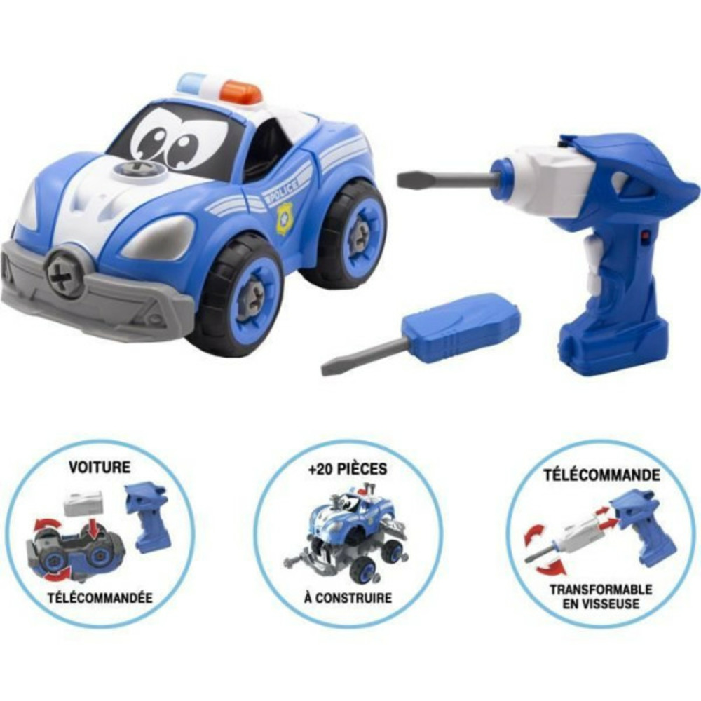 Voitre télécommandée - tooko - construis ma voiture de police rc - technologie follow-me - des 2 ans