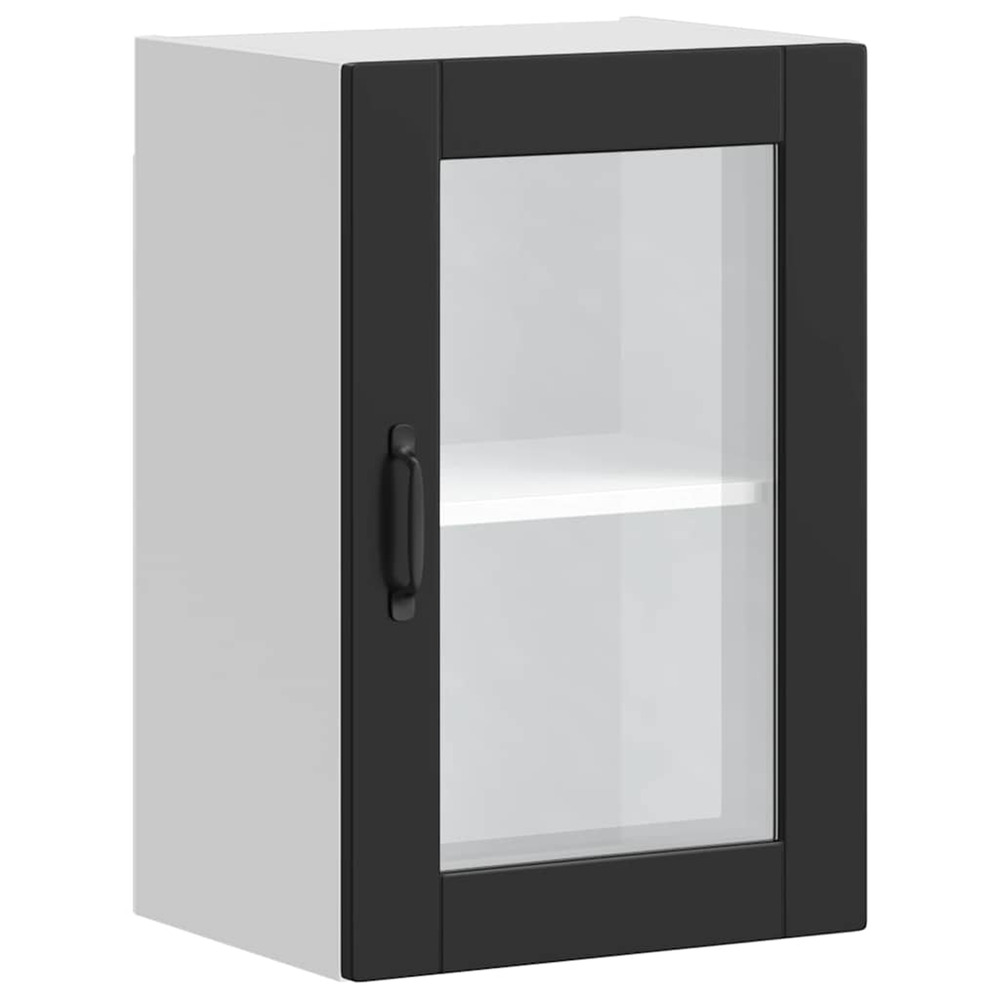 Armoire murale de cuisine avec porte en verre porto noir