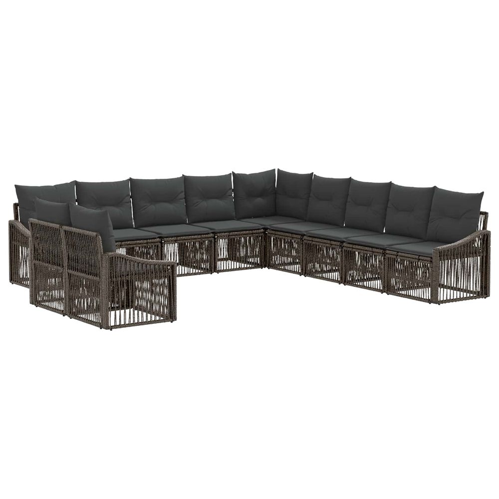 Ensemble de canapé de jardin 11 pc gris polyrotin