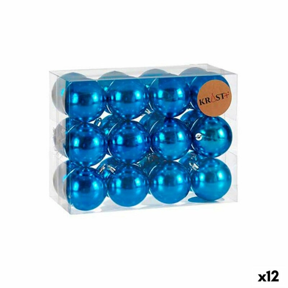 Lot de boules de noël bleu plastique (12 unités)