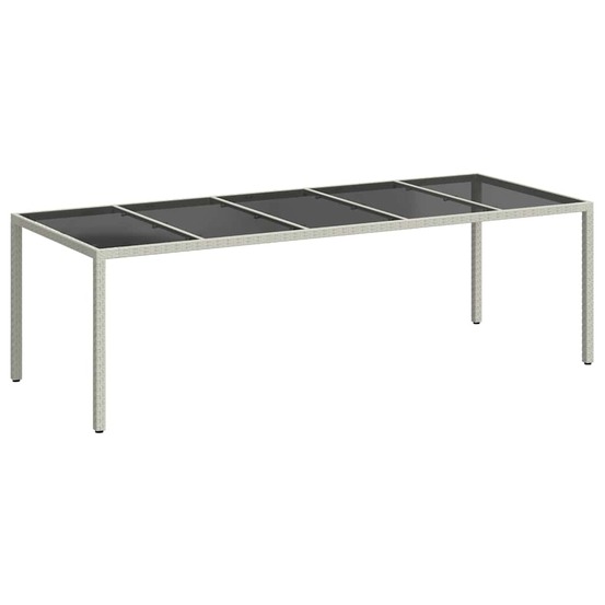 Table de jardin blanc 250x100x75 cm résine tressée verre trempé