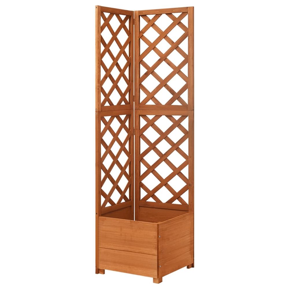 Jardinière d'extérieur d'angle en treillis 40x40x150cm bois de sapin massif