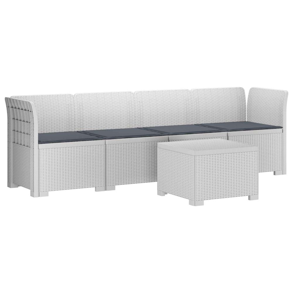 Canapé de jardin 4 places avec coussins look rotin pp blanc