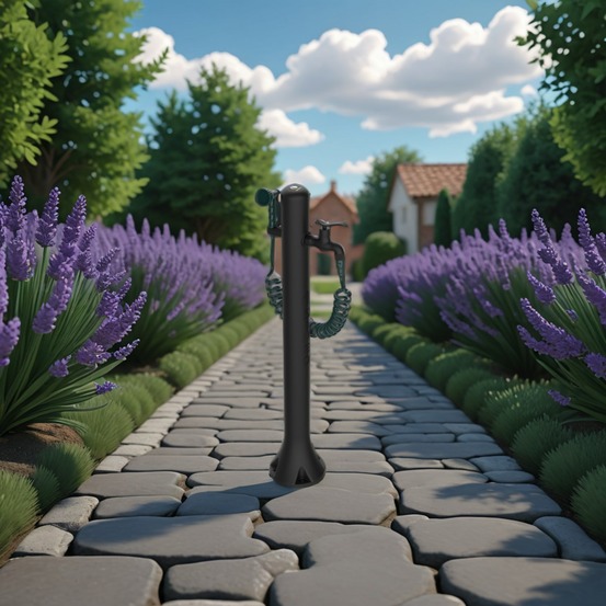 Fontaine noire avec canon pour jardin sined fontana acqua pro nera