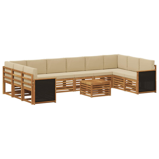 Ensemble de canapés d'extérieur avec coussin 8 pcs naturel