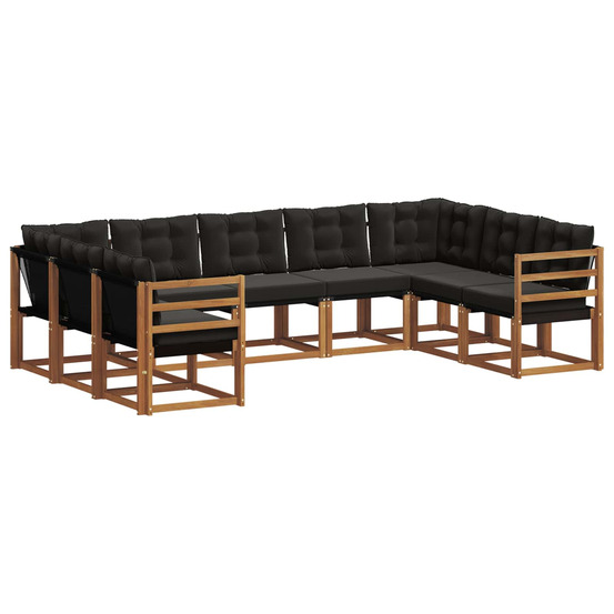 Ensemble de canapés d'extérieur 9 pcs naturel et noir