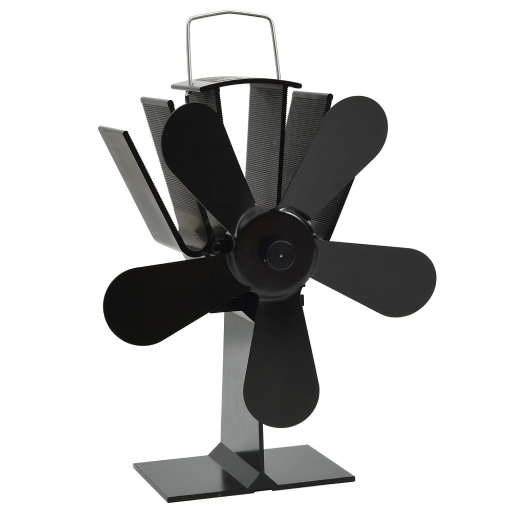 Ventilateur de poêle alimenté par chaleur 5 pales noir